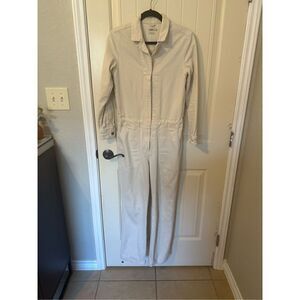 Faherty Overland Twill Women’s Cream Long Sleeve Jumpsuit Size S WBS2232